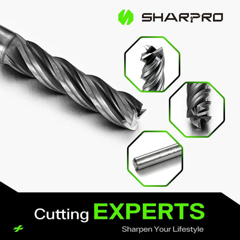 Heavy Duty Four Flute Carbide Square End Mill With One Eighth Inch Shank Pro Grade CNC End Mill For Alloy Steel Stainless Steel And Cast Iron Heat Resistant Vibration Free Milling Five Pack close-up view