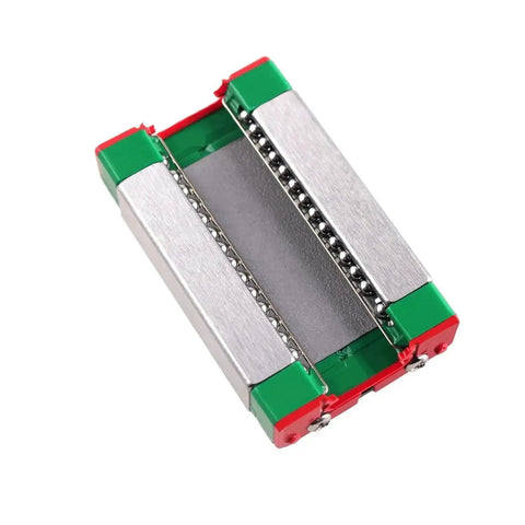 MGN9H 150mm Linear Rail Guide Kit with Carriage Block, Steel Beads and Limit Blocks for DIY 3D Printer and CNC Machines, close-up view.