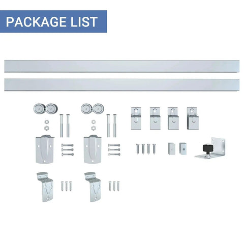 8 Ft Exterior Barn Door Hardware Kit For Outdoor Use Heavy Duty Sliding Track System Galvanized Steel With Floor Guide And Adjustable Rollers