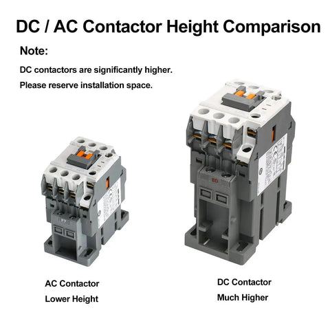 Height comparison of AC contactor and Three Pole Magnetic Contactor With 24V DC Coil 1NO1NC Auxiliary Contact DIN Rail Mount UL Certified
