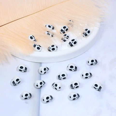 200 Pcs Halloween Skull Beads Acrylic Skeleton Head Spacers For Bracelets Earrings Necklaces Jewelry Making DIY Crafts Ghost Charms White 10X7mm Dope For Haunted House Parties And Party Favors
