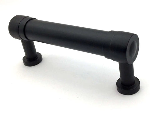 Matte Black Cabinet Pull Handle 2.75 Inch Centers 70 Mm Center to Center Drawer Knob Pull for Kitchen Cabinets Dresser Pulls Hardware Includes 1 Inch Screws Easy Mount DIY Friendly Durable Metal Finish, shown in close-up view.