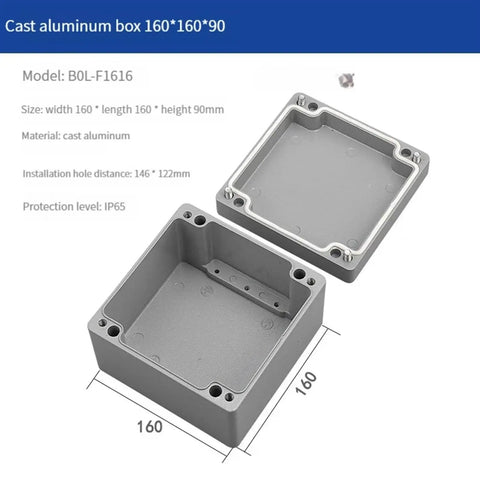 Open view of IP66 Waterproof Cast Aluminum Junction Box For Outdoor Electronic Projects Explosion Proof Electrical Enclosure Case 160x160x90mm Pushbutton Switches Weatherproof Heavy Duty Industrial Grade Durable Enclosure.