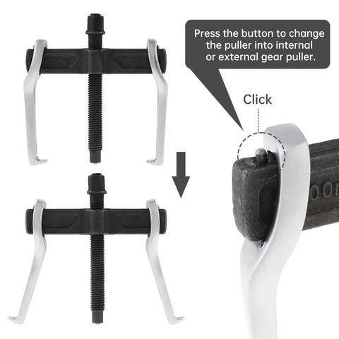 Heavy Duty 4 Inch CR V Gear Puller With Two Jaw Adjustable Bearing Puller for internal or external removal, reversible claw design