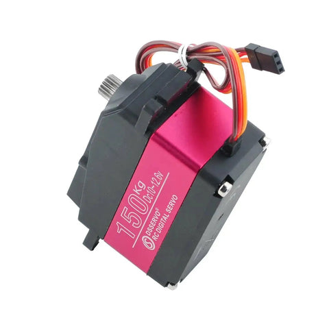 Beefy 150Kg Full Metal Gear Digital RC Servo 180 Degree Waterproof IP67 12V Ready with 18T Arm, shown in red and black.