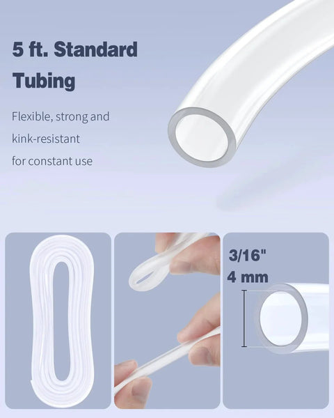 5 ft standard tubing for Mini Ultra Quiet Aquarium Air Pump For Small Tanks Up To 5 Gallons, 20 GPH Oxygen Aerator