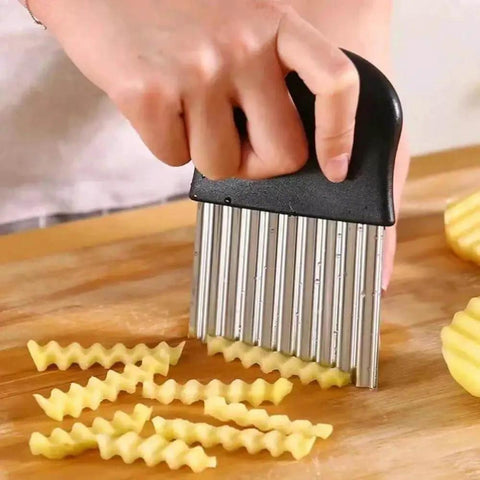 Crinkle Cutter Upgraded Stainless Steel Crinkle Knife For French Fries And Potato Chips Safety Kitchen Tool 1pc