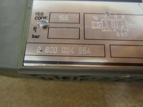 Directional control valve 0 820 024 554 ISO 155 hydraulic solenoid label showing specifications