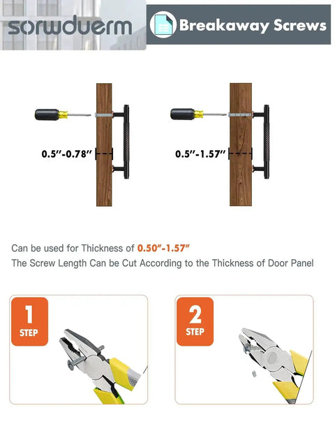 Image showing installation process for breakaway screws with adjustable length for cabinet handles, used for Five Pack Oil Rubbed Bronze Knurled Cabinet Handles With 3.78 Inch Center To Center 96mm Hole Spacing Solid Zinc Alloy Construction For Durability And Corrosion Resistance Ideal Kitchen Cabinets Drawers Cupboards Dresser Hardware Pulls.