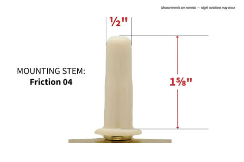 Mounting stem for 2-1/8-Inch White Bed Rollers With Side Brake, 2-Pack For Furniture Moving, 1-5/8 inch height, 1/2 inch diameter.