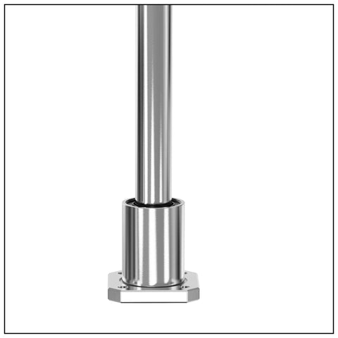 LMK12UU Square Flange Linear Bearing Pair with 12mm bore, 21mm OD, 30mm length, installed on a rod, visible double side rubber seal