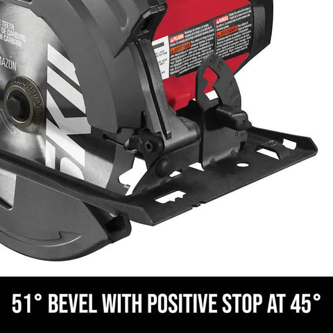Powerful 15 Amp 7.25 Inch Circular Saw With Single Beam Laser Guide For Fast Precise Cuts 51-degree bevel angle