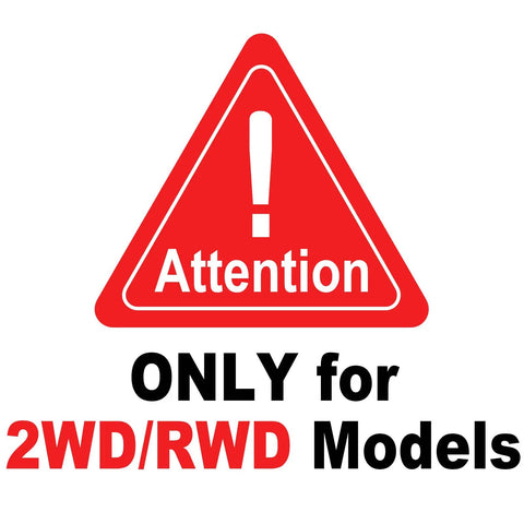 Warning label stating 'Attention ONLY for 2WD/RWD Models' for wheel bearing and hub assembly product.