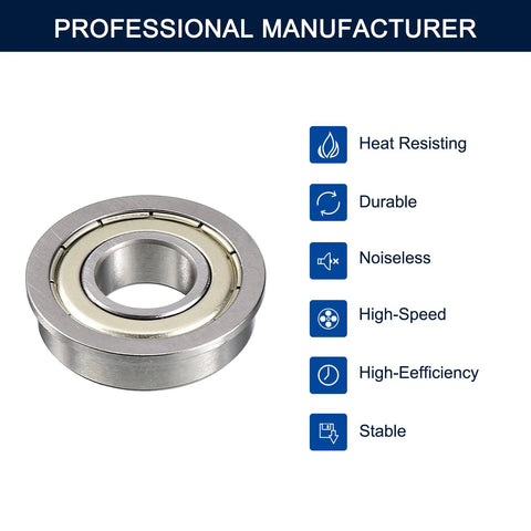 HiPicco FR6ZZ flanged ball bearing, steel, double metal shield, front view.