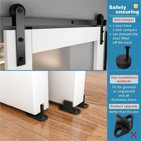 4 Ft Sliding Barn Door Hardware Kit For Single Door - Heavy Duty Black Track System, No Fuss Install, Smooth Running Rail