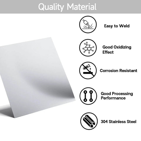 Stainless Steel Sheet Pack Of 4 304 Food Grade 4x4 Inch Thin Plate 1/64 Inch Thick With Protective Film graphics and benefits