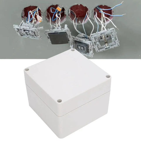 IP65 Waterproof ABS Electrical Enclosure Box 120x120x90mm with concealed mounting holes, ideal for outdoor control panels.