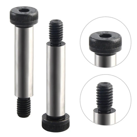 Two Pack Alloy Steel Shoulder Bolts With Half Inch Shoulder Diameter And Two Inch Length, Three Eighths UNC Thread, Hex Socket Head