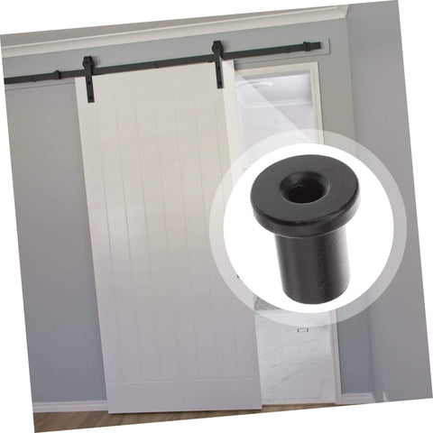 Sliding barn door with black high-carbon steel spacer, part of 5 Pack Sliding Barn Door Spacers, Heavy Duty Hardware Kit for easy install.
