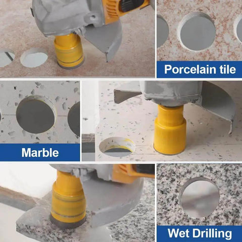 Diamond Core Drill Bit Set For Porcelain Tile Ceramic Granite Marble Dry Drilling With Vacuum Brazed Diamonds One Quarter Inch Diameter Six Millimeter Five Eighths Inch Thread Two Pack Heavy Duty And Faster Cuts drilling various stone materials