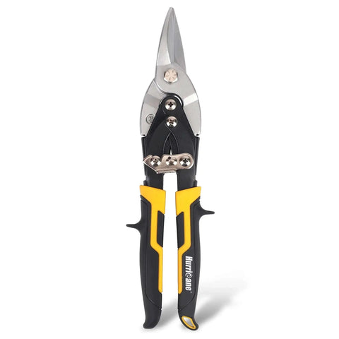 10 Inch Aviation Tin Snips With High Leverage Dual Pivot Cr-Mo Cutters for Clean Straight Cuts on Metal Sheets