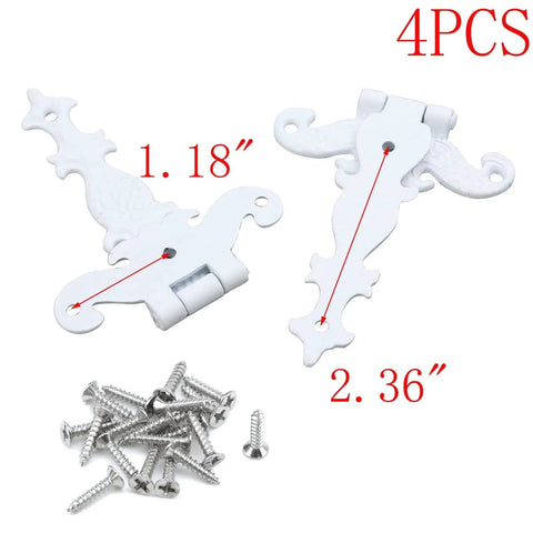 Decorative Zinc Alloy Tee Hinge White Finish T Strap Hinges For Doors And Wooden Boxes 4.45 Inch Long Includes Screws Pack Of 4