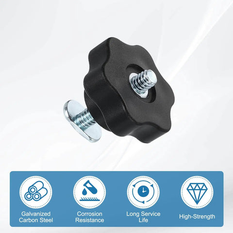 8 Pack T Track Knob Kit With Star Knobs And 1/4-20 X 1-1/4 T Slot Bolts For Woodworking Jigs And Fixtures, black plastic star knob and bolt