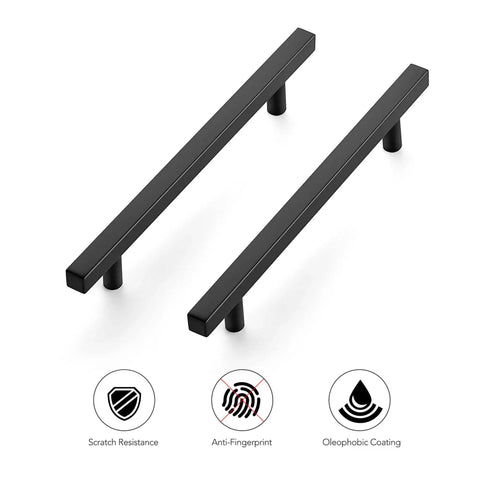 10 Pack Matte Black Square Cabinet Pulls Stainless Steel Kitchen Cupboard And Dresser Handles with scratch resistance features
