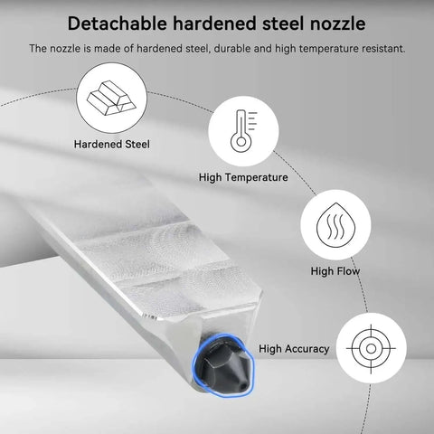 Detachable hardened steel nozzle for A1 Mini and A1 Hotend Print Head Kit With 0.2mm 0.4mm 0.6mm Nozzles, high temperature, accurate flow.