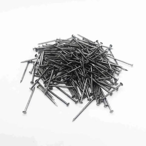 Black Round Head Decorative Nail Set For Dollhouses And Furniture, 25mm Miniature Wood Screws, Old School Antique Black Iron Finish, Flat Head