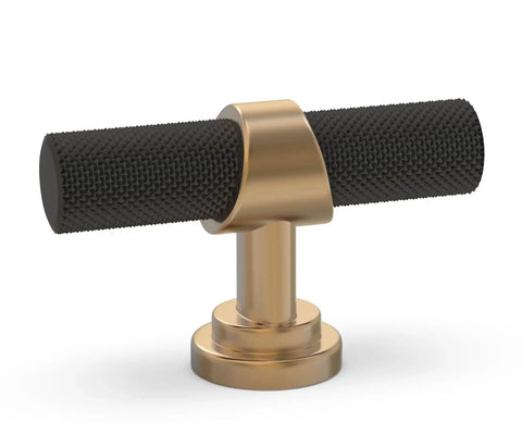 10 Pack Knurled Cabinet Knobs Matte Black And Champagne Bronze Set, aluminum and zinc alloy, durable finish, kitchen hardware