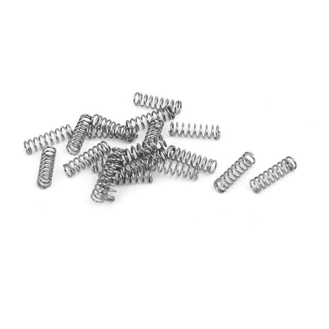 20 pcs uxcell stainless steel compression springs; 3 mm OD, 0.4 mm wire, 10 mm free length, silver tone