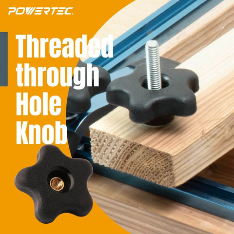 T Track Knob Kit Set With Five Star Knobs, 1/4-20 Threaded Bolts And Washers for Woodworking Jigs on T-slot track.