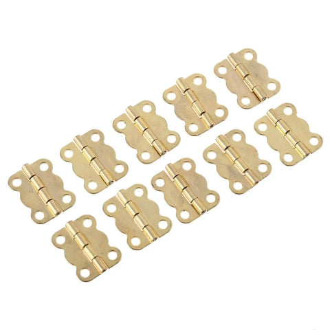 Ten Dope Retro Gold Butterfly Hinges Set 0.63 By 0.51 Inch Mini Box Hinges With Screws for small wooden boxes.