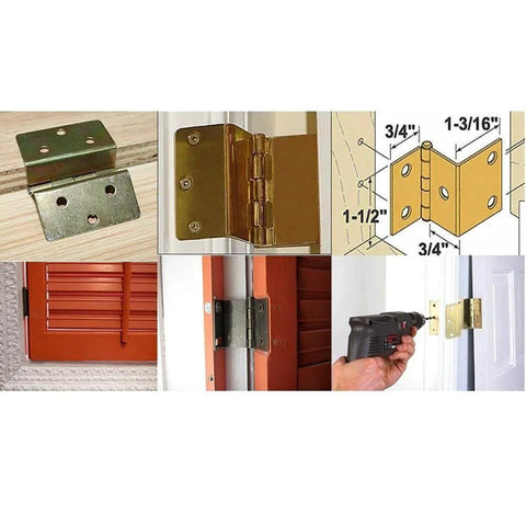 Antique Bronze Iron Door Hinges Set For Wood Doors 15mm Plate Right Angle Corner Hinges Double Change And Three Fold Options