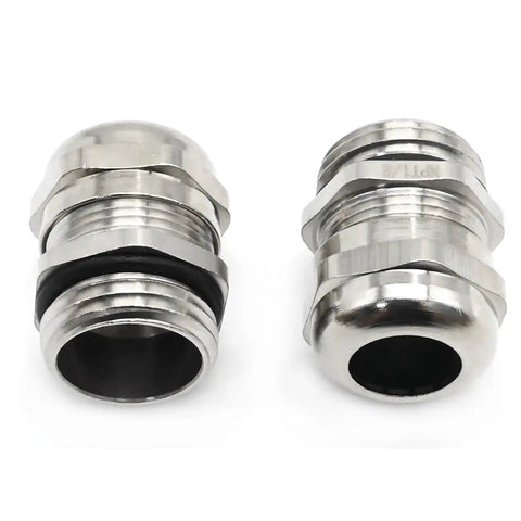 Two Four Pack Nickel Plated Copper Cable Glands 1/2 NPT Adjustable 6-12mm Waterproof Joints for Junction Boxes and Electrical Cabinets