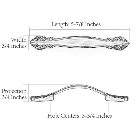 Antique Bronze Cabinet Handle Pull Ten Pack With 96mm Hole Centers, 150mm Length, 22mm Projection, 19mm Width, Includes M4 Screws