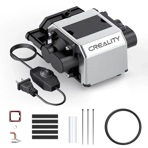 Air Assist For Laser Cutter And Engraver, 22 Liters Per Minute Air Output, device and components shown, CREALITY brand visible