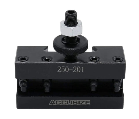 Front view of BXA Quick Change Turning And Facing Tool Holder For Lathe Style 1 With Five Eighths Inch Tool Capacity Fits 10 To 15 Inch Swing USA Style Post Durable Steel Construction 0250 0201