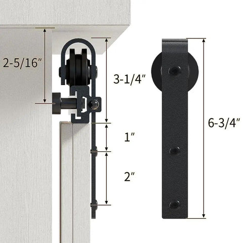 Three Foot Mini Barn Door Hardware Kit For Sliding Single Door In J Shape For Cabinets Wardrobe TV Stand Carbon Steel With Frosted Finish Waterproof And Rustproof Durable Track System Fits Door Thickness From Three Quarters Inch To One Inch Easy To