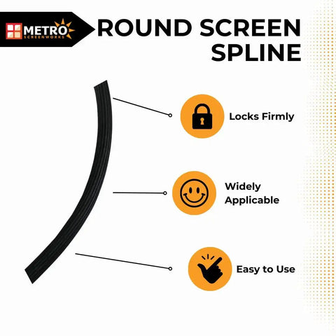 Round Screen Spline One Eighth Inch Black Vinyl Roll For Windows And Sliding Doors Long Roll Of 1500 Feet For Pool Enclosures
