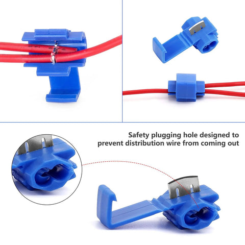 150-piece blue insulated quick-splice wire connectors, solderless snap, 22-10 AWG, by Amazon