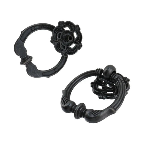 Antique Bronze Ring Pull Handles Set Of Four For Cabinets And Drawers Vintage Style Cabinet Pulls With Screws Included