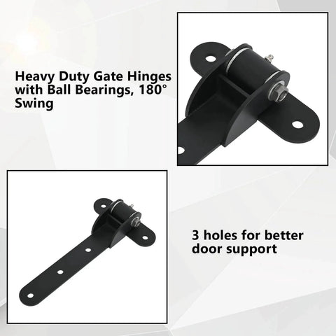 2 Pack Heavy Duty Gate Hinges 180 Degree Swing With Ball Bearings Built From Carbon Steel for Barn Gates and Fences