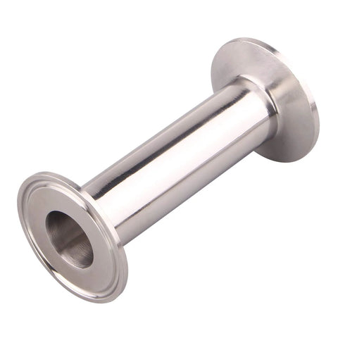 Sanitary stainless steel tri-clamp tube with flange ends, 1.5 in clamp size, 1 in tube OD, 4 in length
