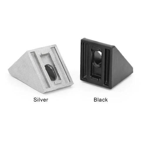 20Pcs 1010 Aluminum Extrusion Corner Brackets with Screws for 1x1 Inch Profile Black Finish shown with silver variant