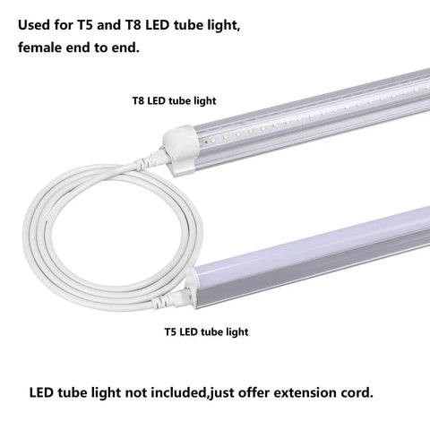 Go To Double Female Linkable Power Cord Set, 5 Foot For T5 T8 LED Tube Light Fixtures, 3 Prong Lamp Connecting Wire, Heat Resistant PVC, US Standard, Pack Of 10 in use