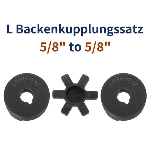 Flexible 3-Piece L-Jaw Coupling Set For 5/8 To 5/8 Inch Shafts With Buna-N NBR Rubber Spider, Durable Heavy-Duty Coupler