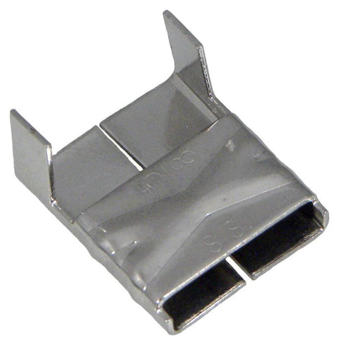 316 Stainless Steel Five Eighths Inch Wide Heavy Duty Clips 100 Per Box For Coated Banding AE4359 Compatibility close-up view