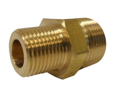 Brass high-pressure M22 to 3/8 in. male pipe thread adapter fitting with hex body